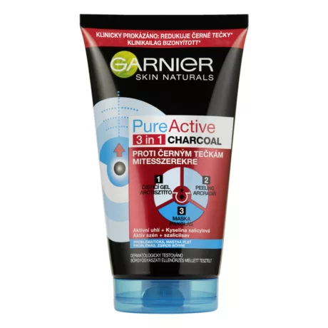 Arctisztító,skin naturals pure 3in1 lemosó/bőrradír/pakolás mitesszerek ellen aktív szénnel zsíros bőrre picture