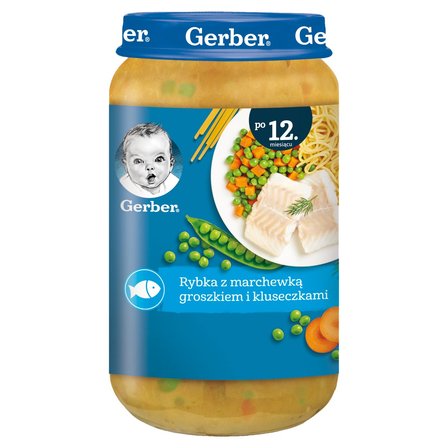 Obiadek rybka z marchewką groszkiem i kluseczkami picture