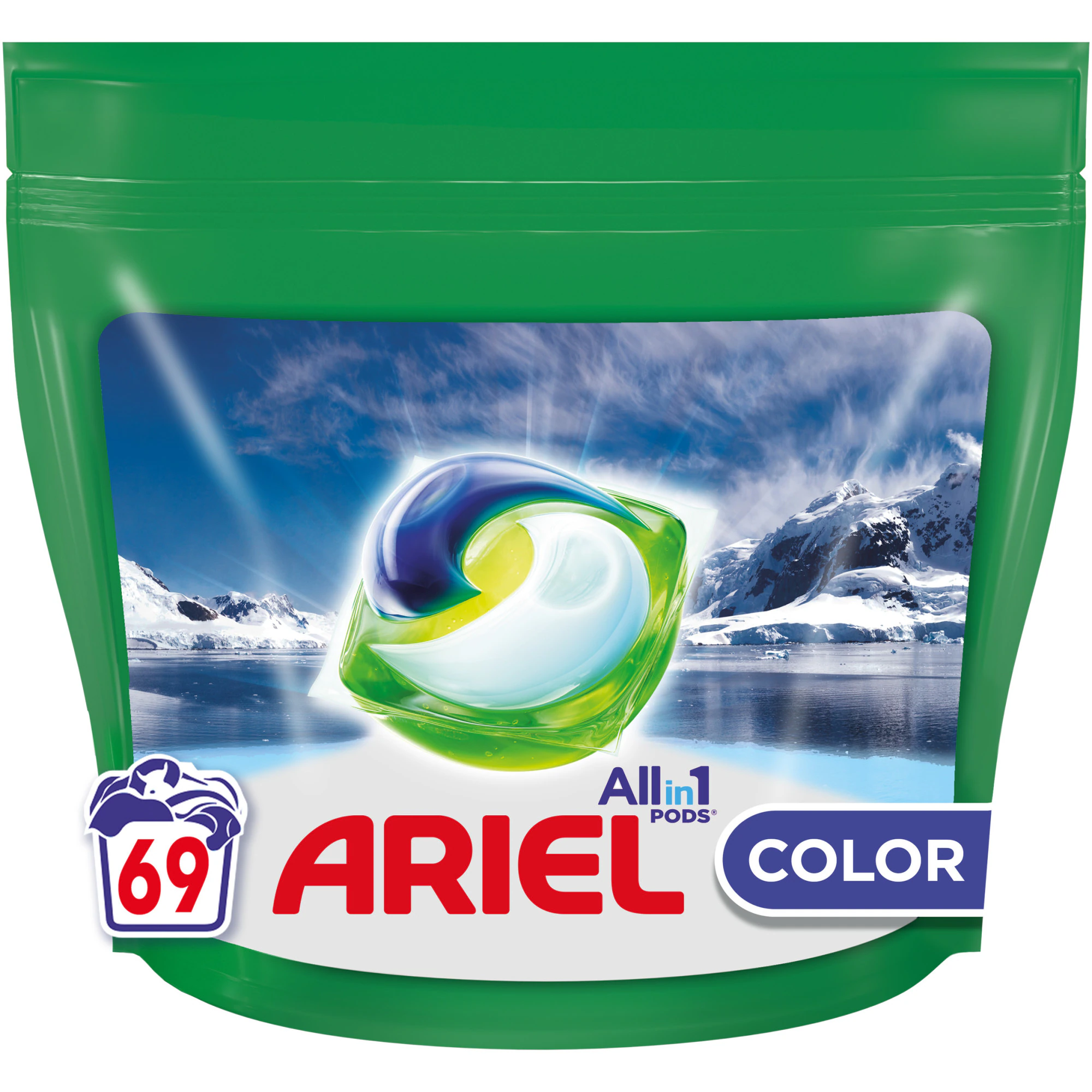 Detergent automat gel capsule all in 1 pods arctic edition color picture