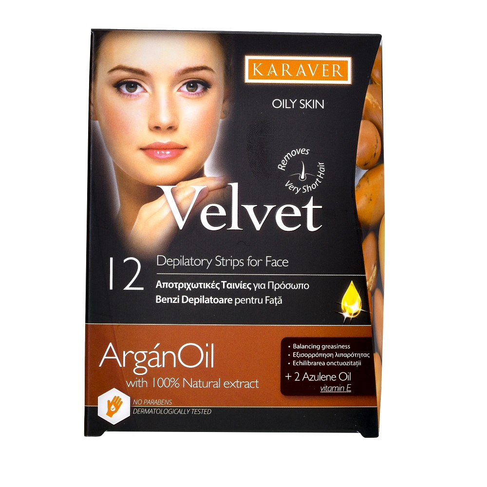 Benzi depilatoare velvet pentru fata cui de argan, 12 buc picture