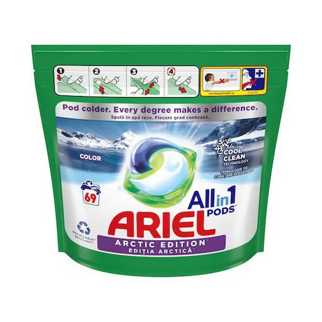 Detergent automat gel capsule all in 1 pods arctic edition color picture