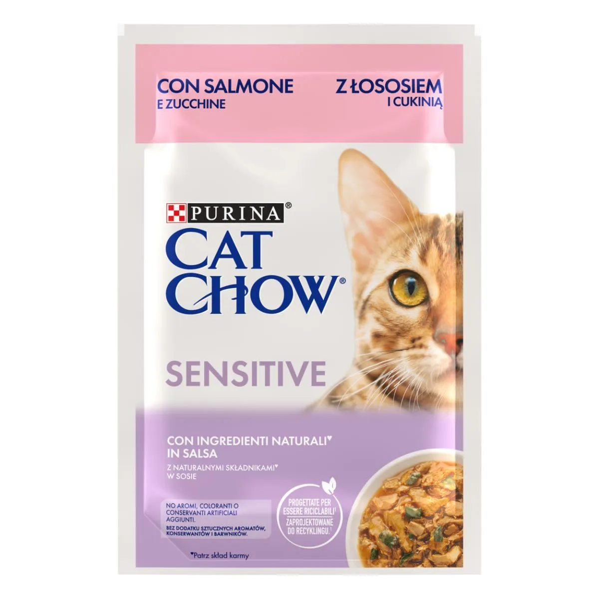 Cat chow sensitive, somon și dovlecei, hrană umedă pentru pisici 1x picture