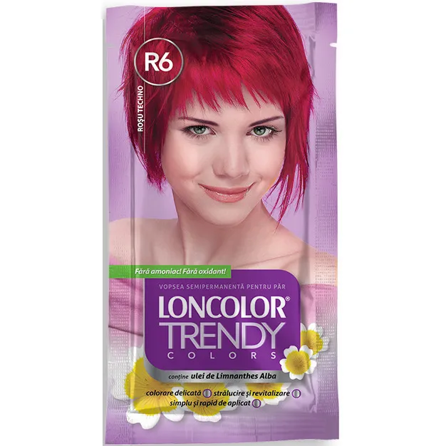 Vopsea de par semi-permanenta fara amoniac  trendy colors r6 techno red picture