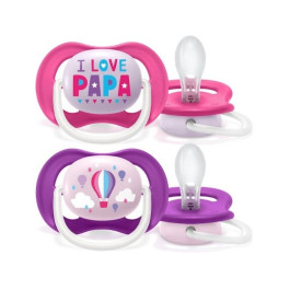 Avent suzete scf 080/04, ultra air 6-uni, i love papa, roz/mov, 2 suzete picture