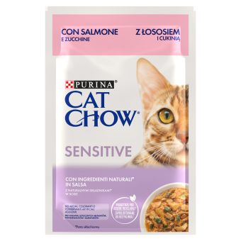Cat chow sensitive, somon și dovlecei, hrană umedă pentru pisici 1x picture