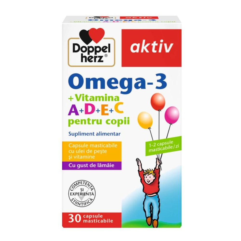 Omega 3 cu vitaminele a+d+e+c pentru copii aktiv, masticabile picture