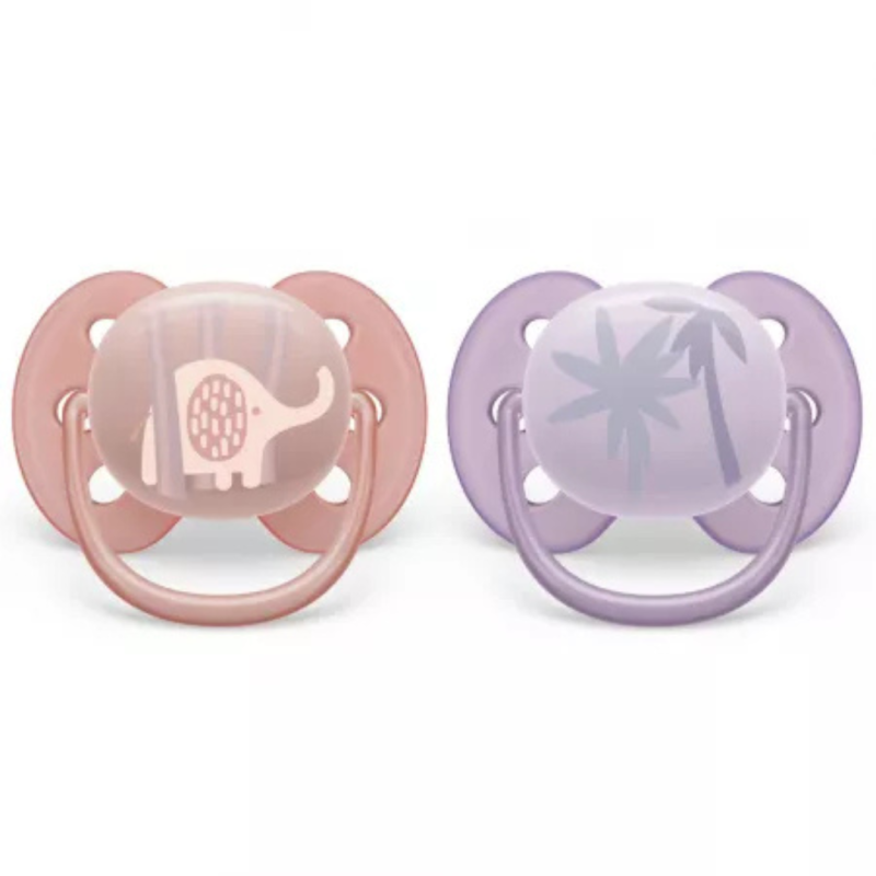 Suzete ultra soft, 0-6 luni,, roz/mov, scf091/09, avent picture