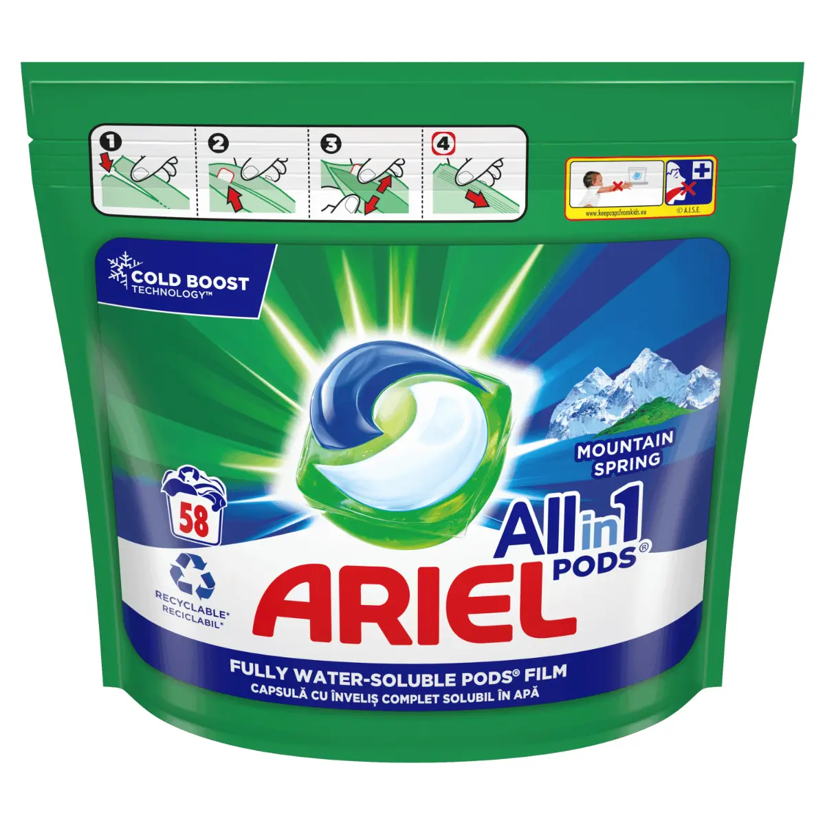 Detergent automat gel capsule all in 1 pods mountain spring picture